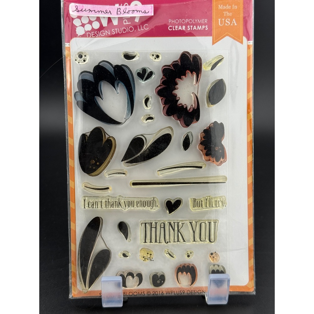 WPlus9 Design Studio Summer Blooms Clear Stamp Set Floral Thank You HPLUS323